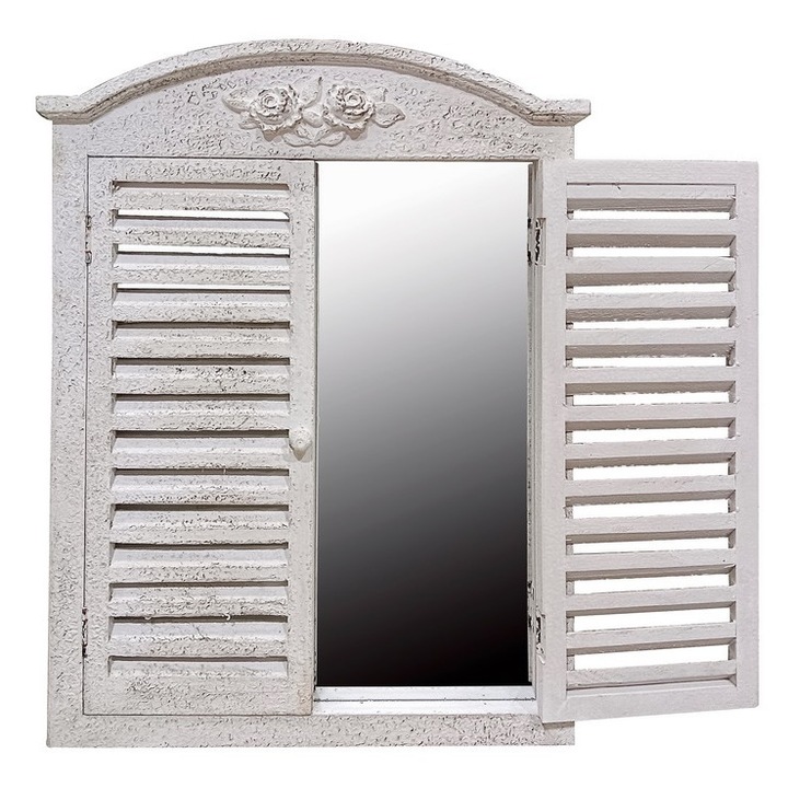 Oglinda Fereastra lemn alb vintage 48 x 5 x 65, 5 cm