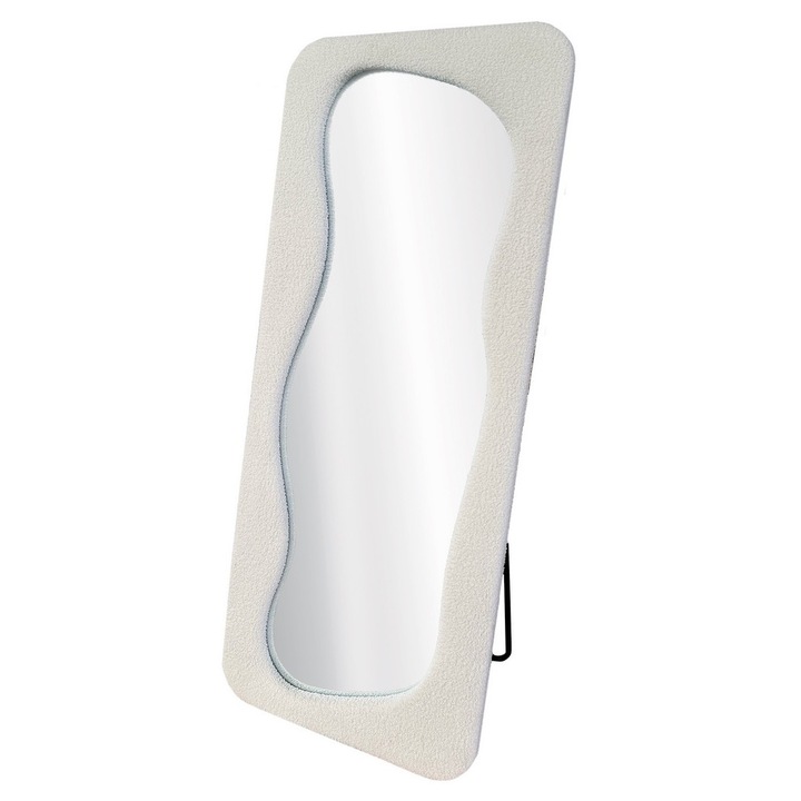 Oglinda pardoseala textil alb buclat 70 x 170 cm