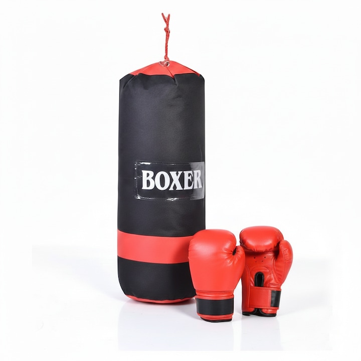 Set sac de box și mănuși, Ayawaska, pentru copii, instalare ușoară, dimensiuni 19x53 cm