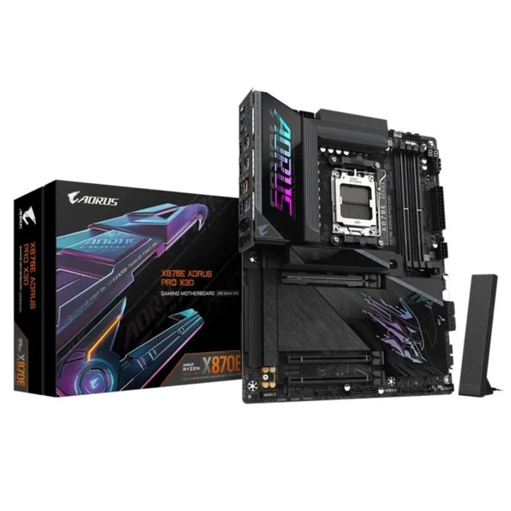 Дънна платка Gigabyte X870E AORUS PRO X3D, AM5, 4xDDR5, 256GB, ATX, RGB