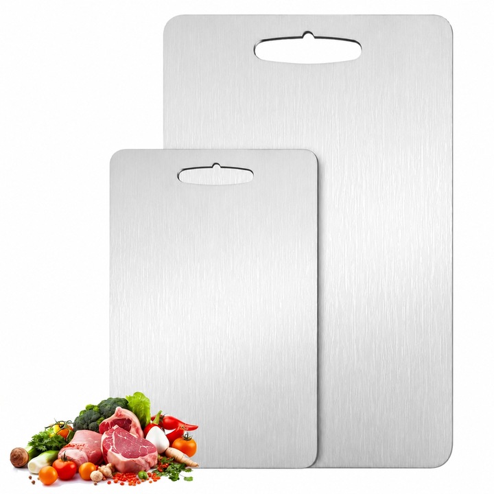 Set 2 tocatoare bucatarie din inox 304, igienice, fara mirosuri, usor de curatat, pentru carne si legume, 39x28 cm + 29x20 cm