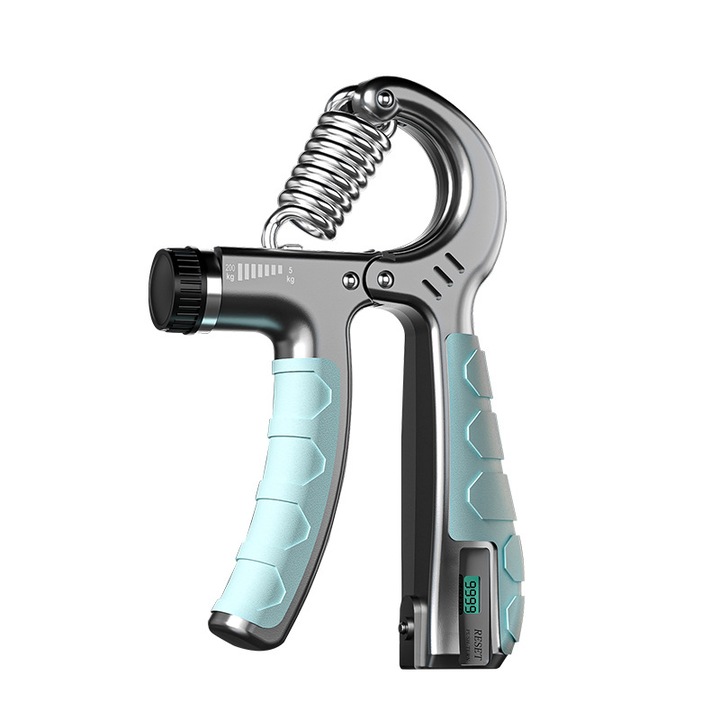 Aparat reglabil pentru forta mainii · Contor electronic, 5–200KG, antrenor pentru degete si antebrat, antrenament forta, recuperare, anti-stres, maner antiderapant, albastru-negru