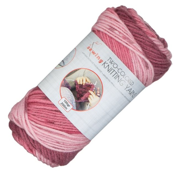 Fir De Tricotat Acrilic Bicolor Roz Somon 100g 200m Pentru Crosetat Si Tricotaje Creative