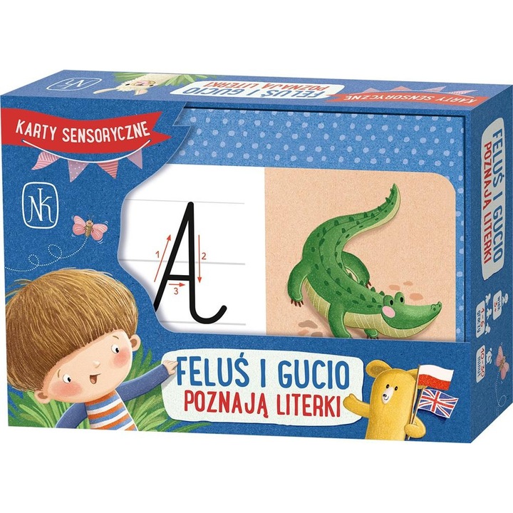 Felus si Gucio invata literele, Nasza Ksiegarnia, jocuri educative, set, 2 limbi