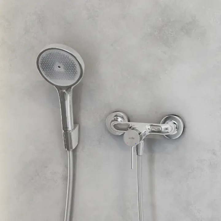 Kielle Sprchova hlavice set 130mm, 3 tipuri de jet, crom/bila, 6l/min si 9l/min