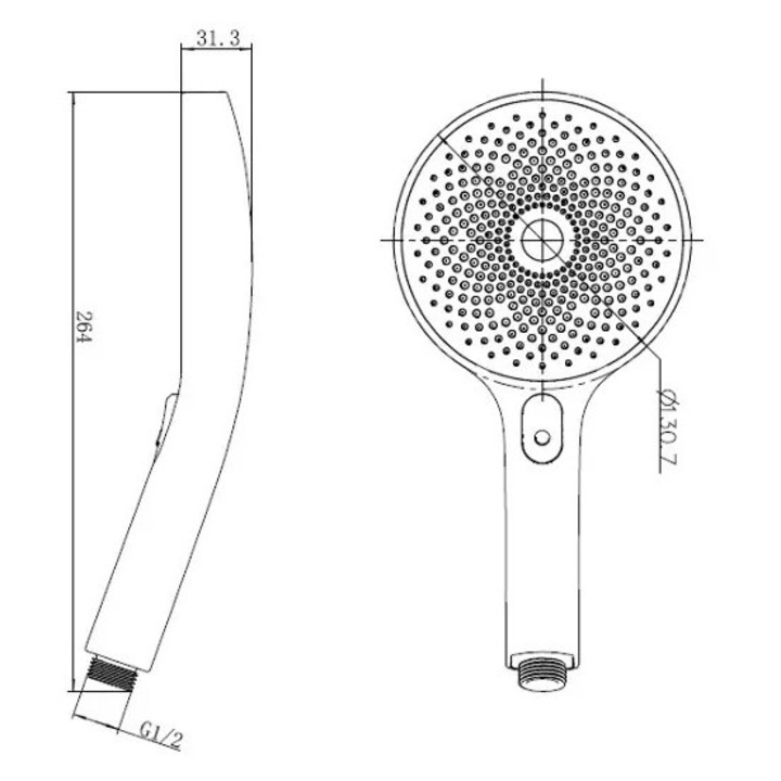 Cap de dus Kielle 130mm, 3 tipuri de jet, negru