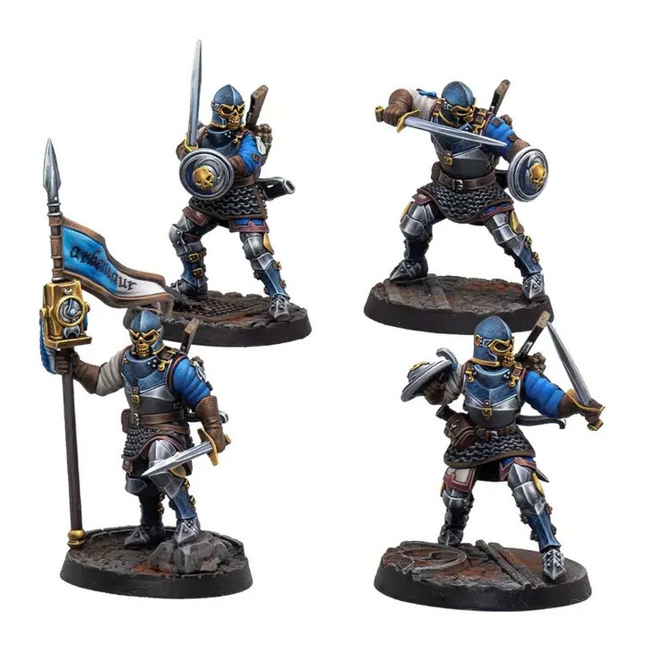 Разширение за игра Warcrow, Feudom Guardians of the Mounds, Corvus Belli, 4 модела за сглобяване, сиво