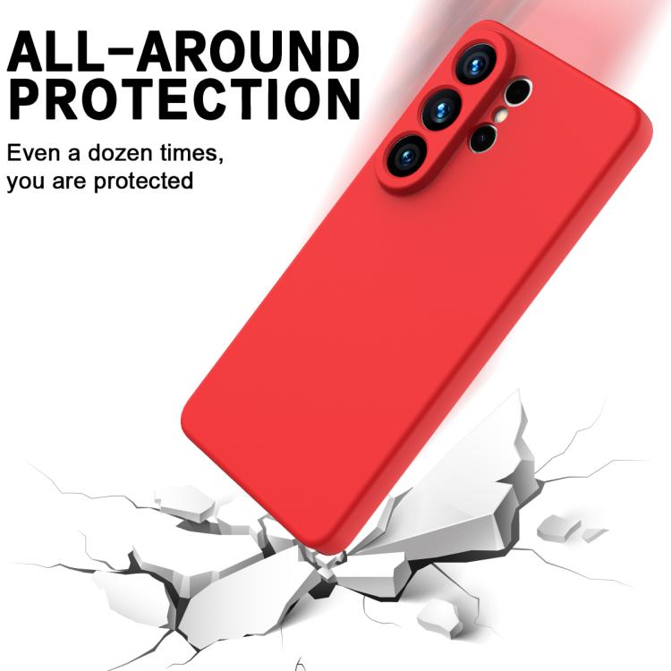 Husa pentru Samsung Galaxy S26 Ultra, Silicon Premium Catifelat, Protectie Camere, Microfibra In Interior, Rosu