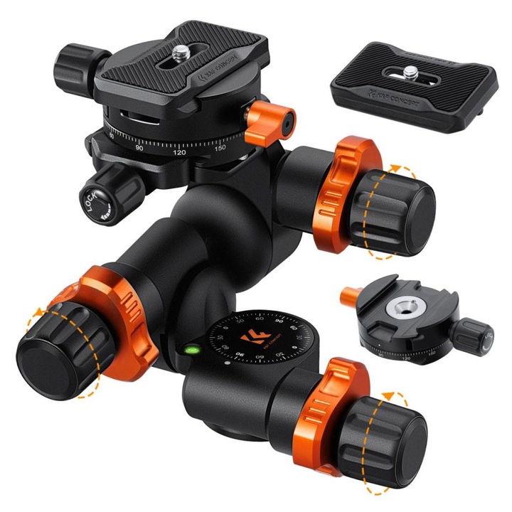 Cap de trepied K&F Concept GD3W PRO, 3 directii, 6kg, Arca Swiss