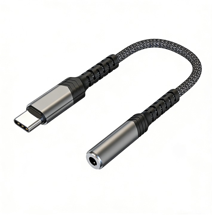 Adaptor audio CeruleTree USB Type C Jack 3.5mm argintiu compact