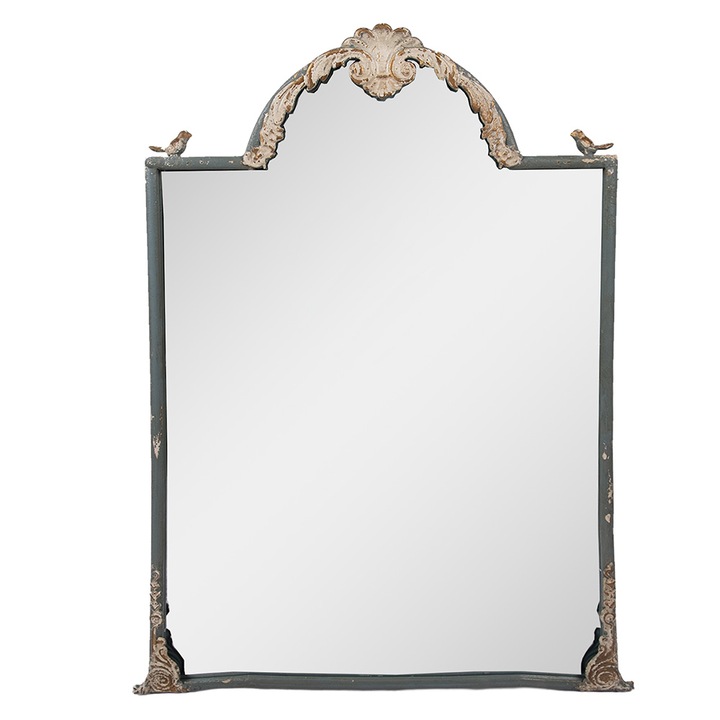 Vintage kék bézs fém fali tükör 60x3x91 cm