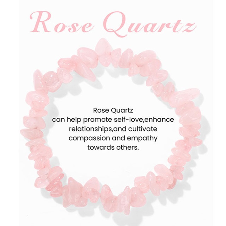 Bratara din cuart roz, marime ajustabila 18cm, handmade, pentru femei si barbati