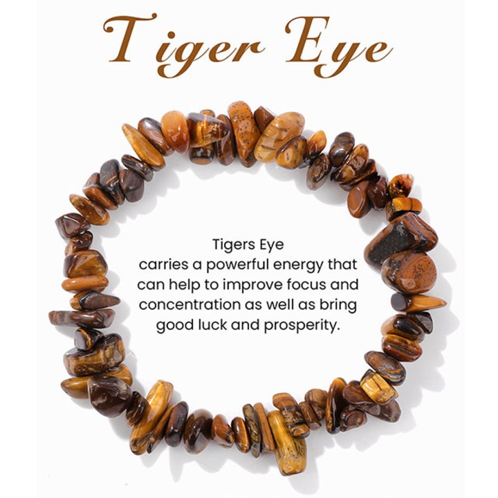 Bratara din ochi de tigru, pietre naturale, elastica, 18cm