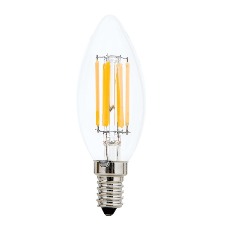LED крушка Прозрачна димируема свещ, E14, 6W, 2700K, 720Lm топла бяла светлина ORION