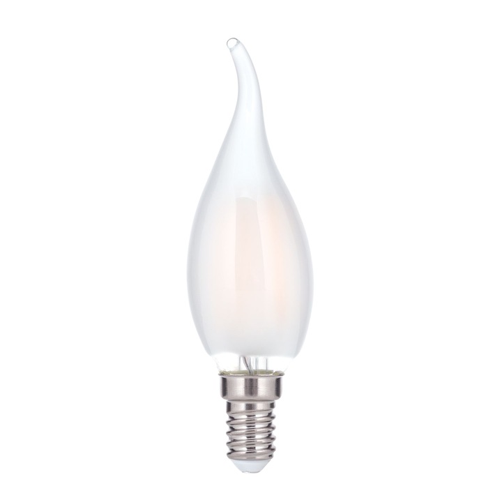 LED крушка свещ с димируем матов пламък, E14, 4.5W, 2700K, 450Lm топла бяла светлина ORION