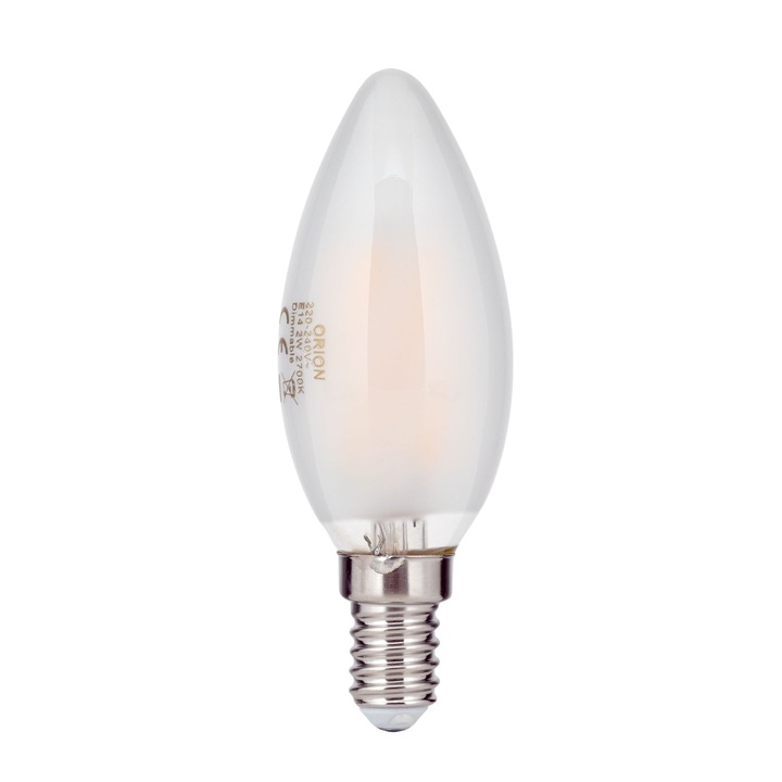 LED свещ матова димируема, E14, 2W, 2700K, 180Lm топла бяла светлина ORION