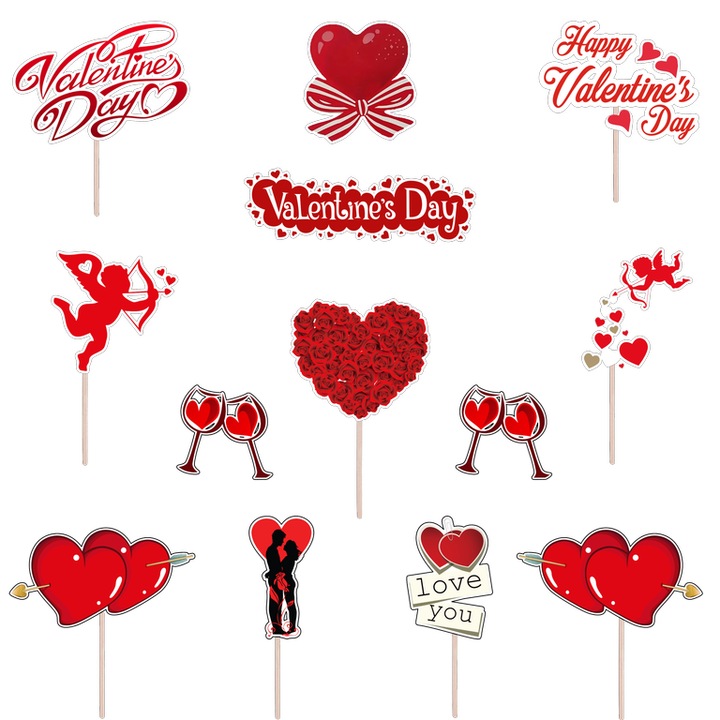 Set figurine tort/briose Valentine's Day, KZE Prints, Photo Paper Glossy