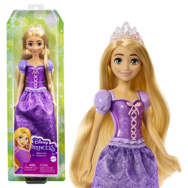 Papusa Disney Princess Rapunzel, 32.5x11.5x5cm, cu accesorii, recomandata 3-7 ani
