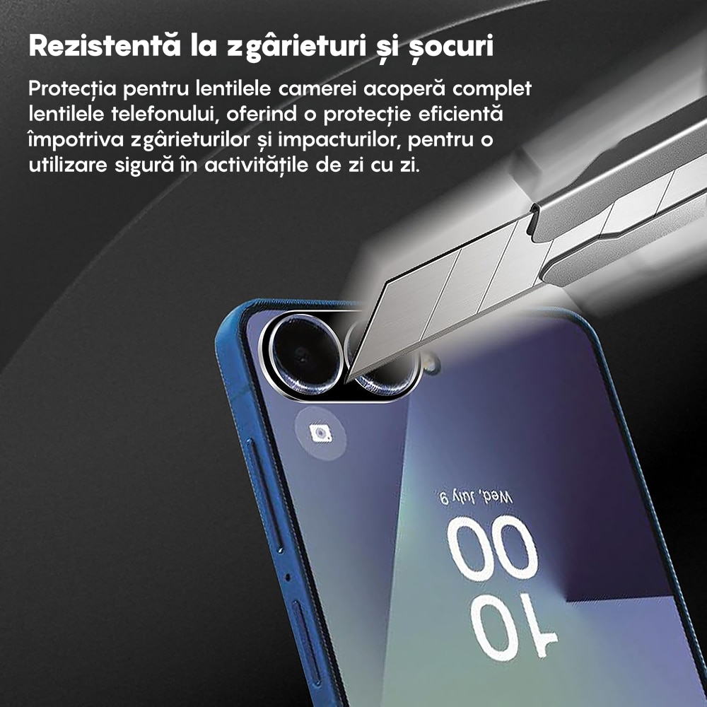 Set 2x Folie Sticla Camera compatibil cu Samsung Galaxy Z Flip7, CASEY STUDIOS™ MaxDefense+, Protectie Securizata, Duritate 9H, Full Cover, Anti Zgarieturi, Ultra HD, Protectie Profesionala Camere 3D, Anti Zgarieturi, Anti Socuri