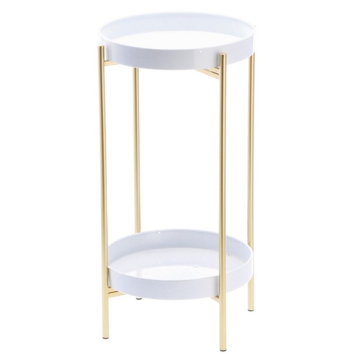 Златна метална маса бяла 30 x 60 см