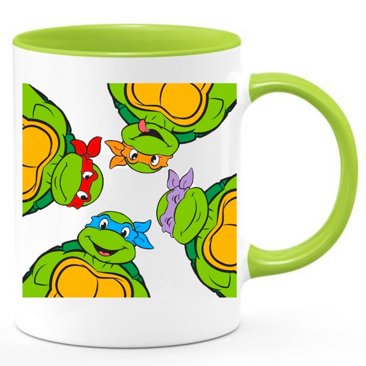 Cana ceramica Ninja Turtles 330ml, alb si verde, design iconic, capacitate 330ml