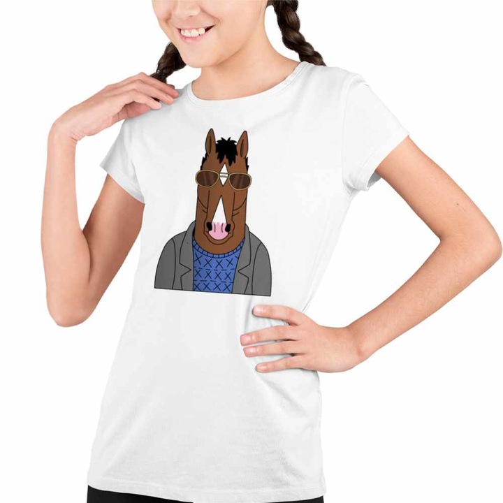 Tricou Copii Fete BoJack Horseman Cool, Fehér