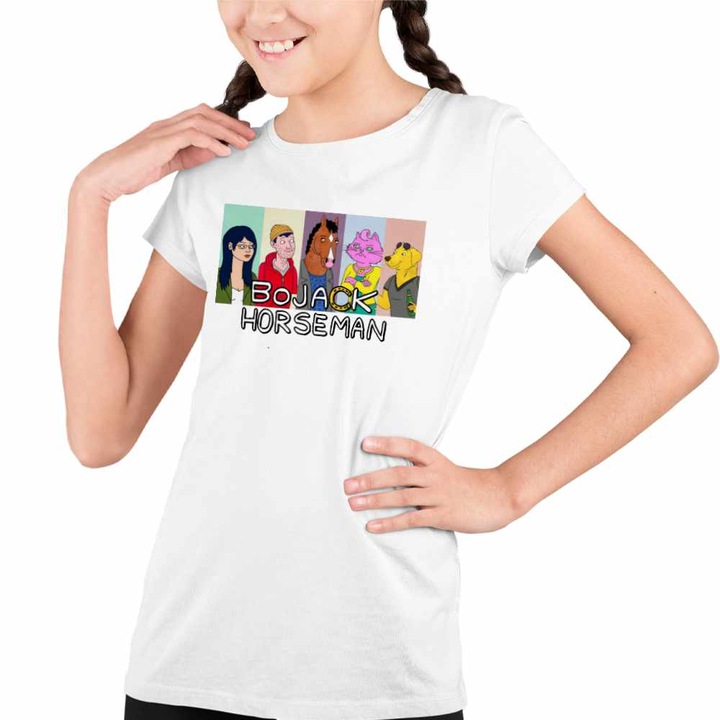 Tricou Copii Fete BoJack Horseman Friends, Fehér