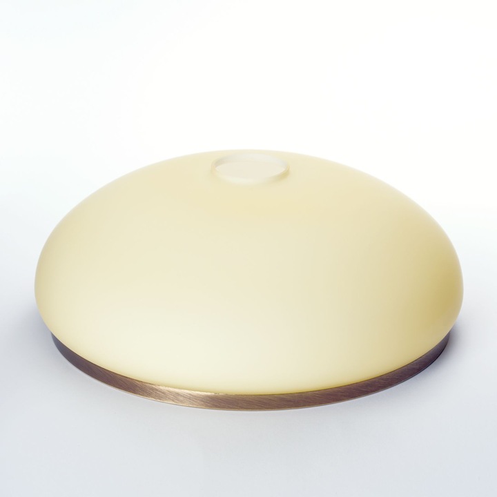 Abajur rotund din sticla groasa LANDHAUS 413, Ø 260mm, finisaj sampanie mata cu inel patinat ORION