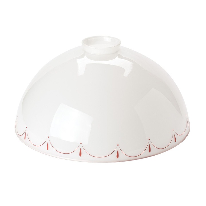 Abajur conic din sticla groasa LANDHAUS 434, Ø 350mm, finisaj opal lucios cu inel visiniu ORION