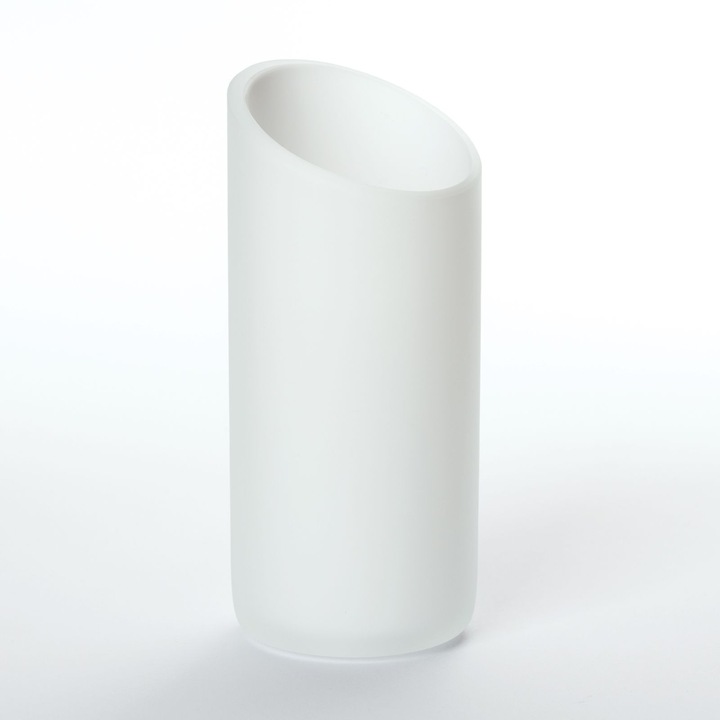 Abajur cilindric-oblic din sticla groasa, Ø 45mm inaltime 105mm, finisaj opal-mat pentru soclu G9 ORION