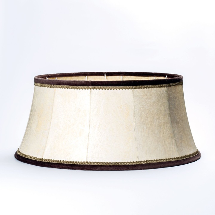 Abajur din piele artificiala, Ø 400 mm, finisaj crem cu margine maro, inaltime 210mm ORION