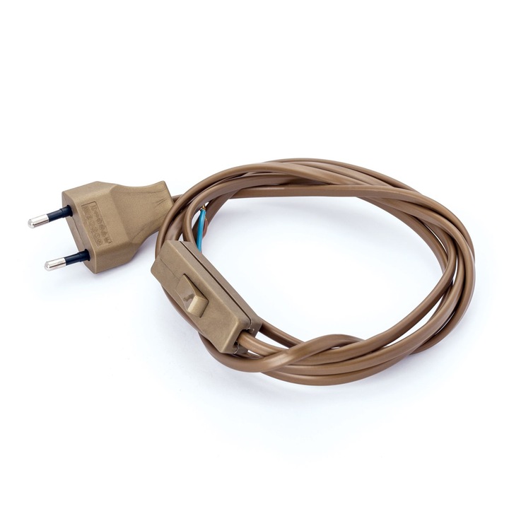 Cablu de alimentare cu comutator intermediar Eurostecher plat 2x0.75mm, lungime 1, 7 m, finisaj auriu ORION