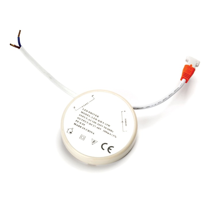 Driver rotund 15f KAYHIN LED-KH9-15W 300mA 9-15W, 27-48V, fara reglarea intensitatii luminoase, Ø 80 mm, inaltime 10 mm ORION