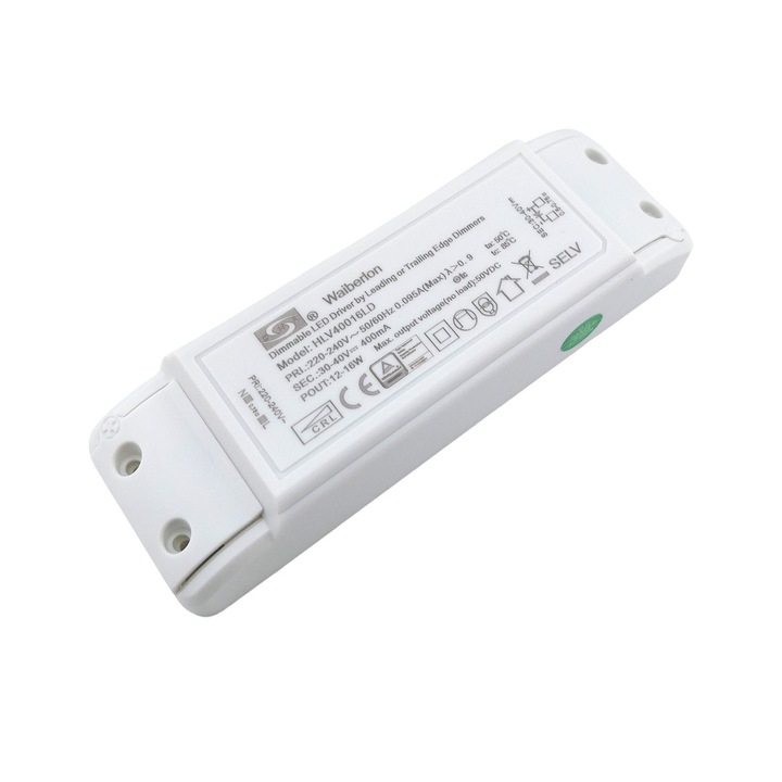 Driver 16b Waiberlon HLV40016LD, 12-16W 360-490mA 30-40V, reglabil, Lungime 140 mm, latime 45 mm, inaltime 29 mm, Include cablu primar si secundar + priza ORION