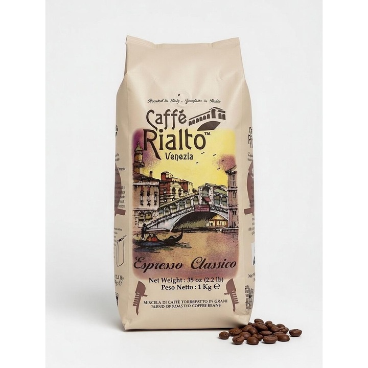 Cafea boabe, Rialto Espresso Classico, 1kg, note de cacao, ciocolata neagra