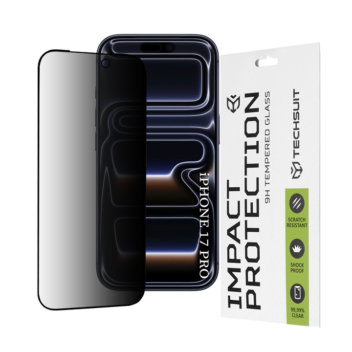 Üvegfólia iPhone 17 Pro-hoz, 111D Privacy Full Glue, Fekete