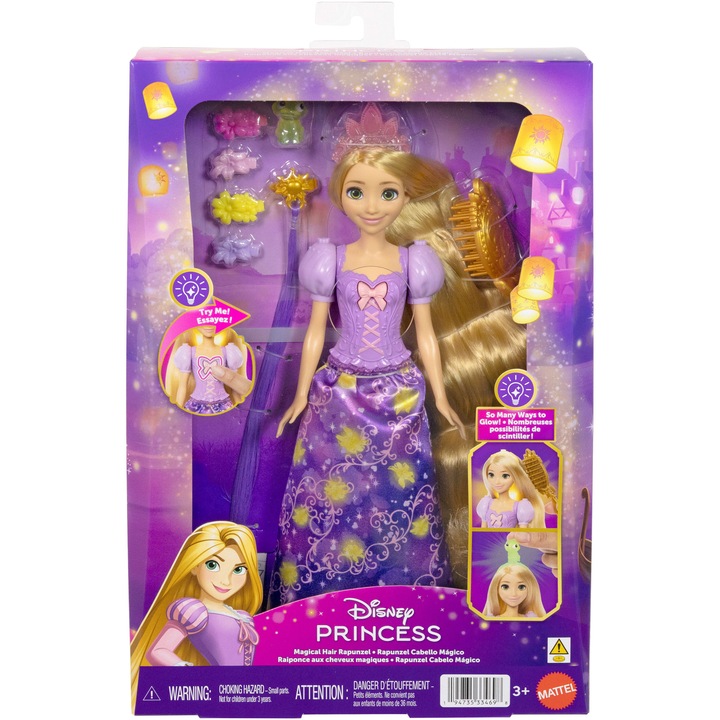 Lalka DISNEY PRINCESS Roszpunka Magiczne włosy JHL46
