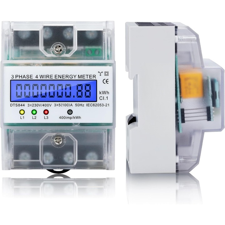 Contor mecanic, 230/400 V, 5-100 A, alb, aplicat