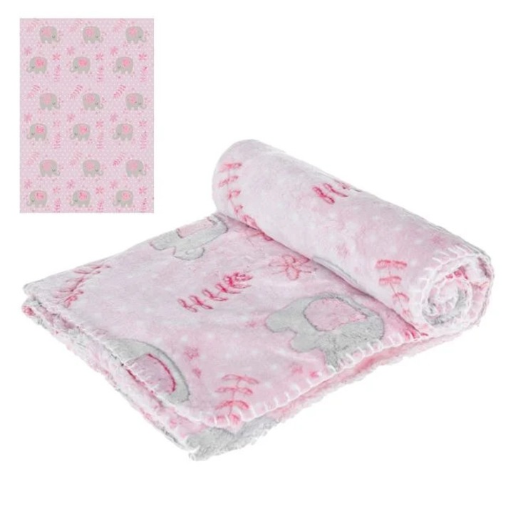 Бебешко одеяло, двустранно, полар, 140x100 см, розово