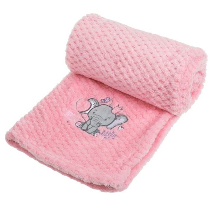 Бебешко одеяло, двустранно, полар, 100x75 см, розово