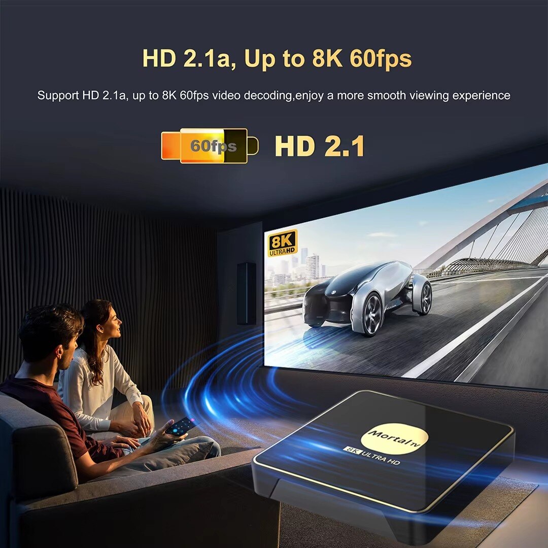 Smart TV Box, Android 13 ATV, 4GB RAM DDR4 + 64GB ROM, 8K, CPU Rockchip ...