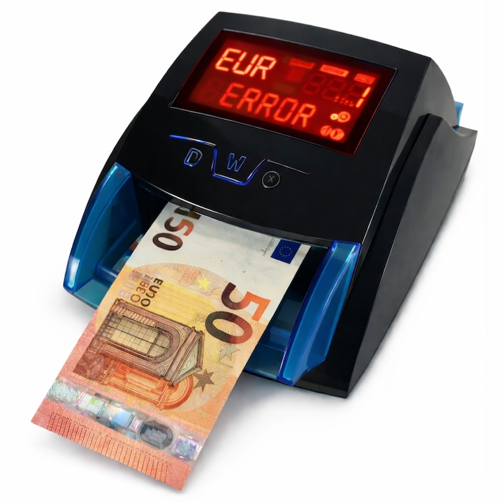 Детектор за фалшиви банкноти AL-130А, проверка фалшиви евро, с uv лампа, 6 вида защити, броячна функция, батерия