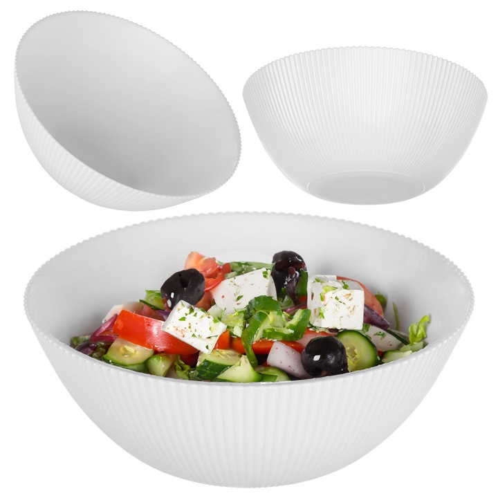 Boluri KADAX set 3 salaterki sticla 15.2x7cm si 20.3x9cm, alb/negru