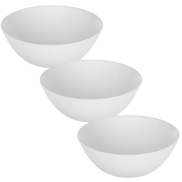 Bol de salata din sticla KADAX set 3 bucati 20.3x9cm alb