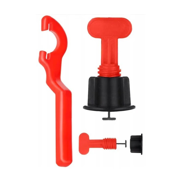 Sistem PRO de nivelare placi ceramice, 50 clipsuri T-Lock, cheie inclusa, rost 1.5 mm