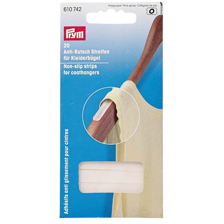 Prym öntapadós csúszásgátló szalagok vállfákhoz, 50 x 8 mm, 20 darab, öntapadós