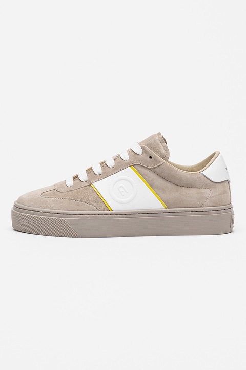 Furla, Pantofi sport din piele intoarsa cu garnituri din piele Enjoy, Alb/Gri deschis