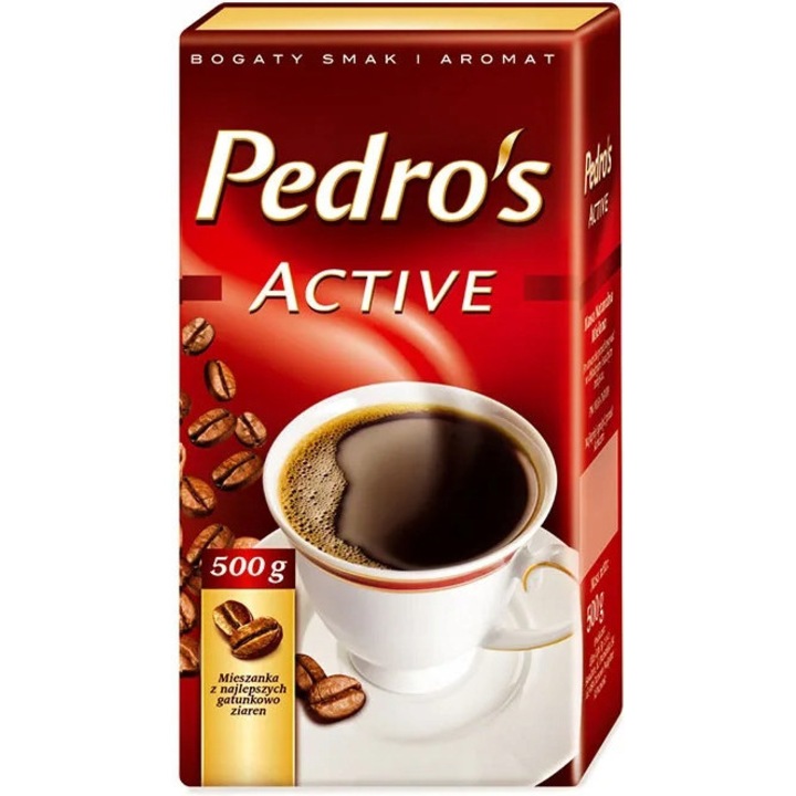 Cafe macinata Pedros Active 500g, aroma bogata, gust echilibrat, caramel, ciocolata