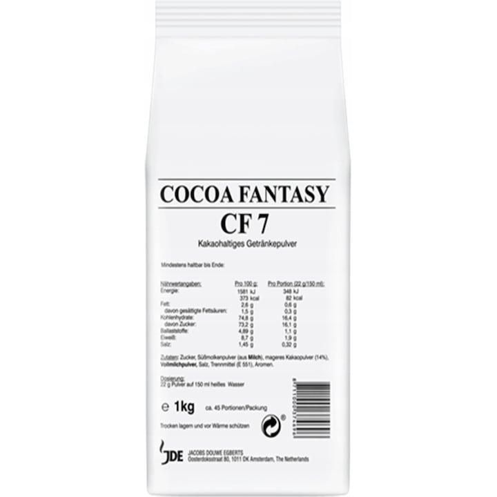 Ciocolata calda instant Jacobs Cocoa Fantasy CF7, 1 kg, 14% cacao, gust bogat