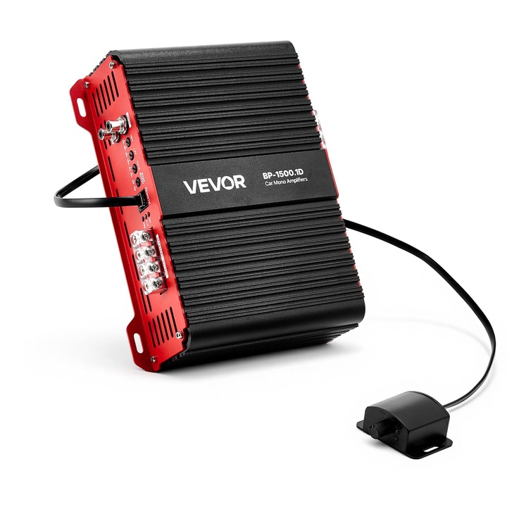 Моноблоков усилвател за кола VEVOR, 1500W, 1 канал, дистанционно управление, 12, 68x9, 65x4, 92см